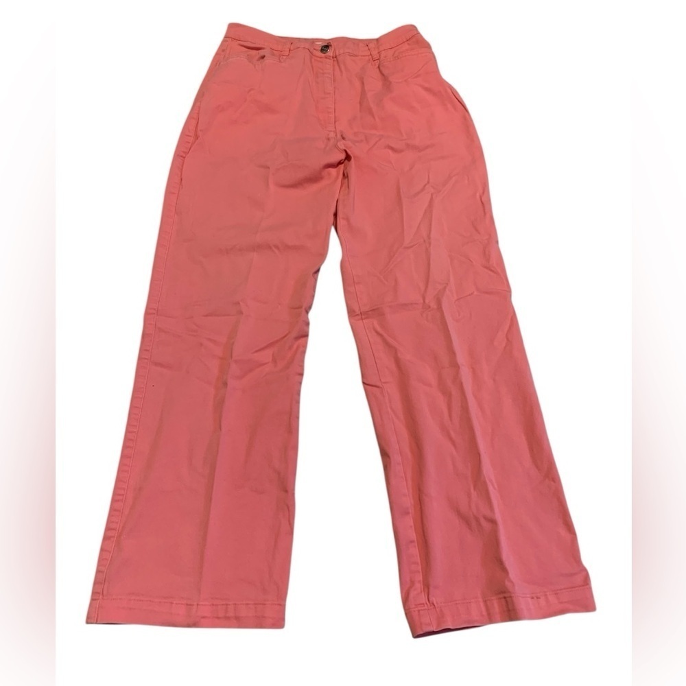 VINTAGE Y2K 90s Tabi Petite 10 Coral Pink Wide Leg Chinos Stretch Trousers